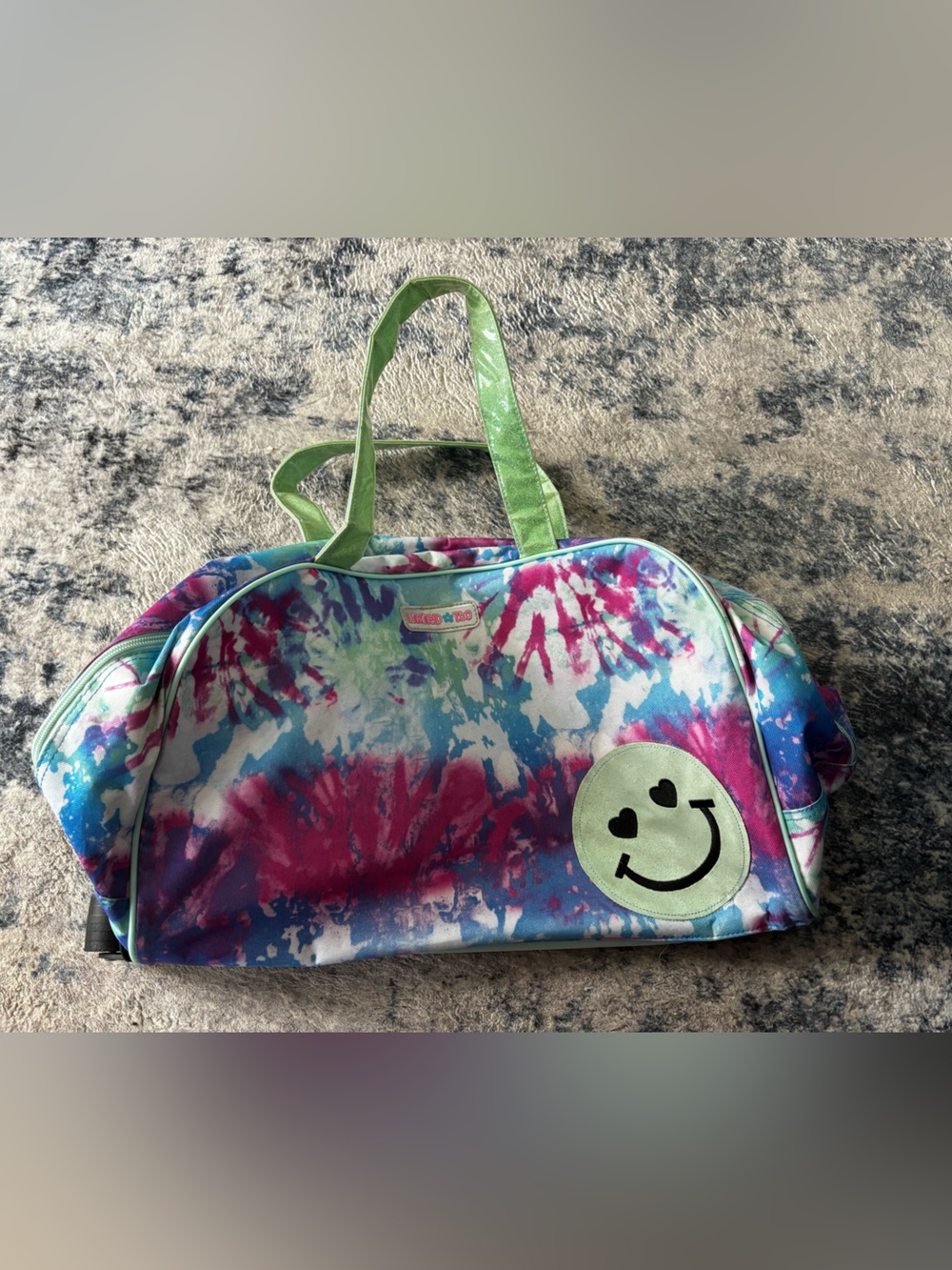 Rare vintage 2000s Limited Too Girls Multi-Color Tie Dye Rolling Duffel Bag